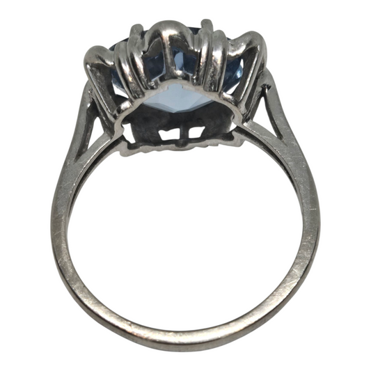 Blue Topaz White Gold Basket Waves Ring