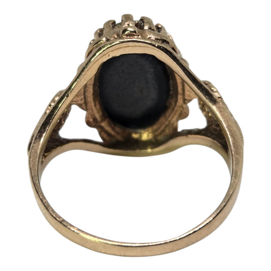 Opal Triplet Solitaire Cocktail Ring in Yellow Gold