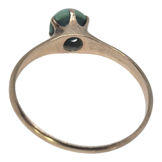 Turquoise Cabochon Gemstone Yellow Gold Solitaire Ring