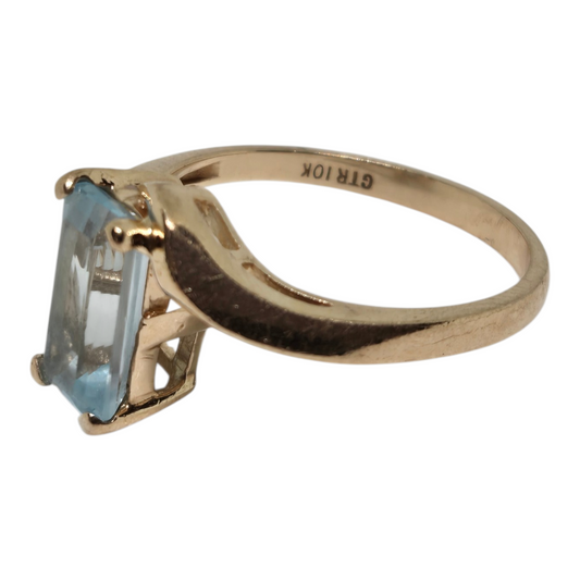 Aquamarine Yellow Gold Statment Ring by Samuel Aaron Jewelry