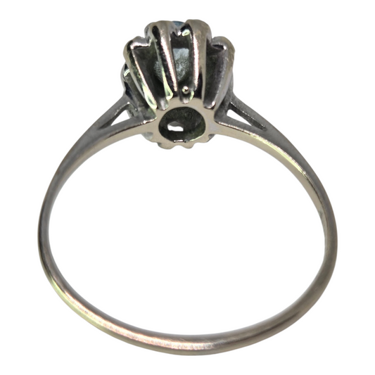 Aquamarine Oval Center Stone Halo with Diamond Accent Ring