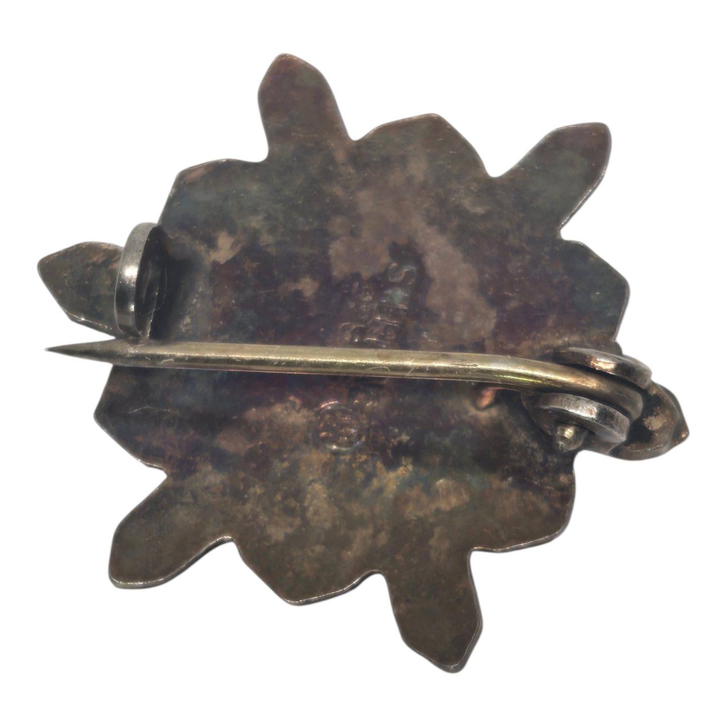 Snowflake Enamel Brooch Pin Sterling Silver