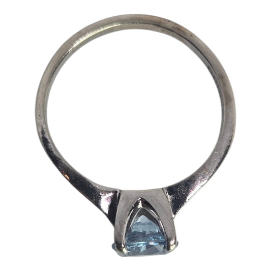 Aquamarine Solitaire Ring in Solid White Gold Settings