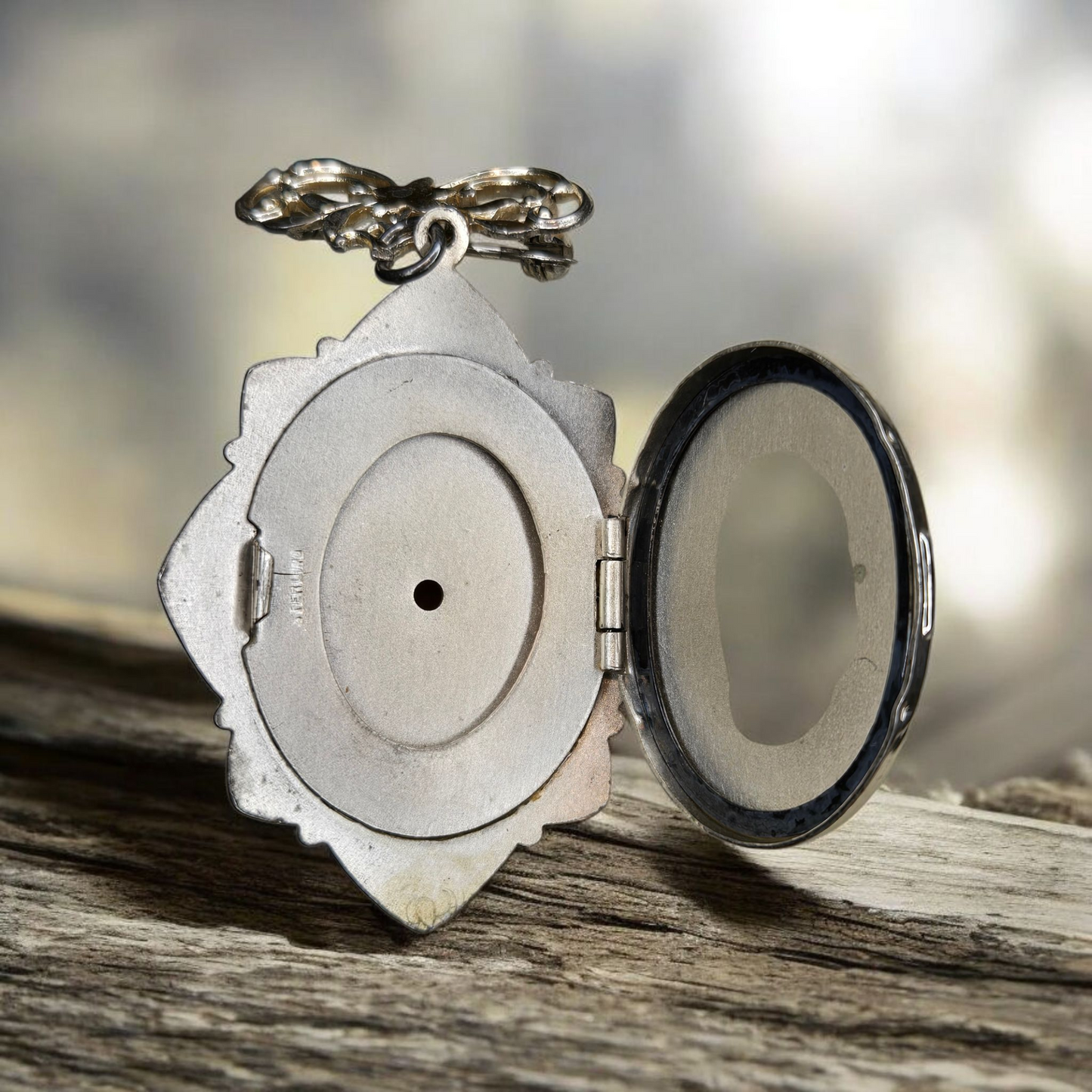 Cameo Locket Sterling Silver Vintage Brooch Pin