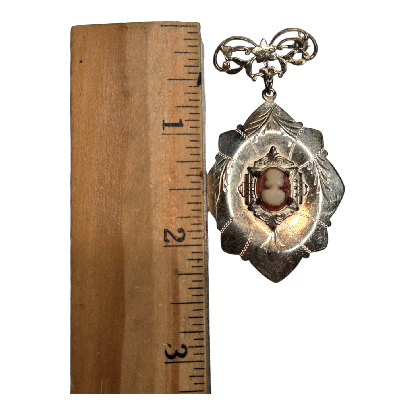 Cameo Locket Sterling Silver Vintage Brooch Pin