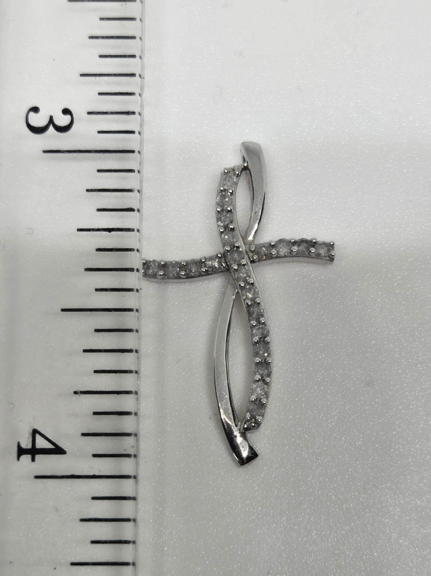 Diamond Cross Pendant White Gold Twisted Design