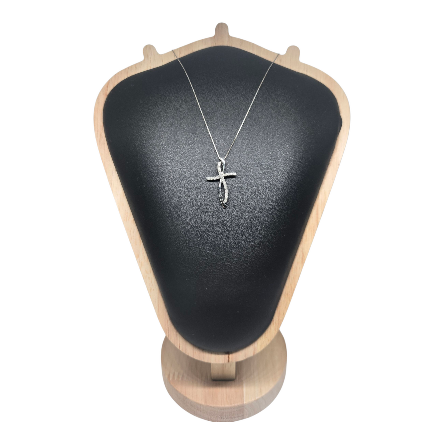 Diamond Cross Pendant White Gold Twisted Design