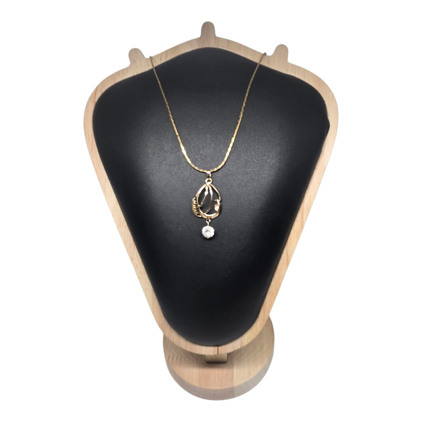 White Topaz Filigree Design Pendant in Yellow Gold Circa 1910s