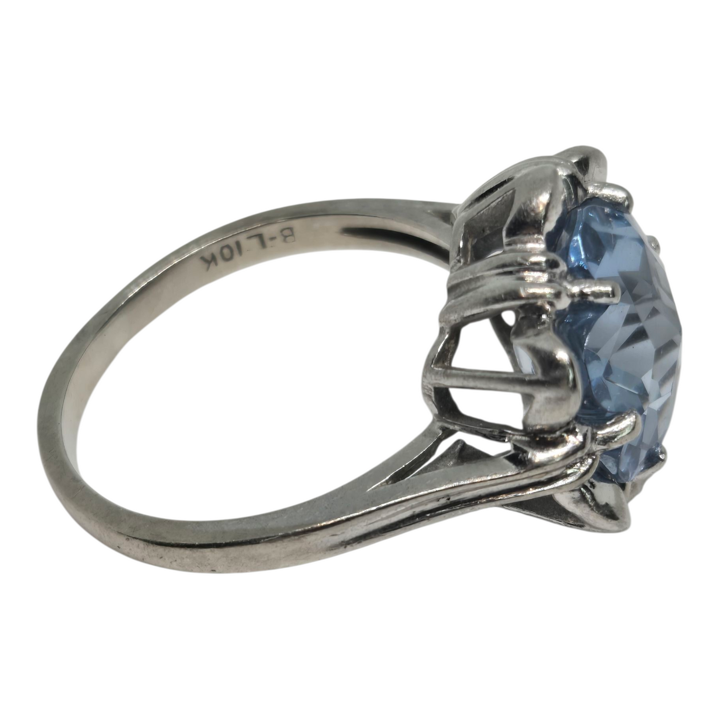 Blue Topaz White Gold Basket Waves Ring