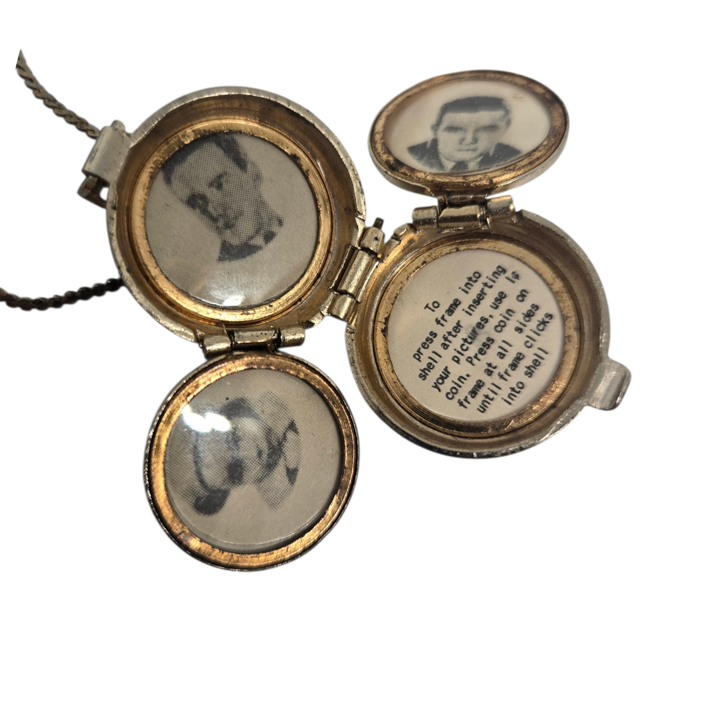 CORO Photo Locket Pendant 4 Photo Design Yellow Gold Plate