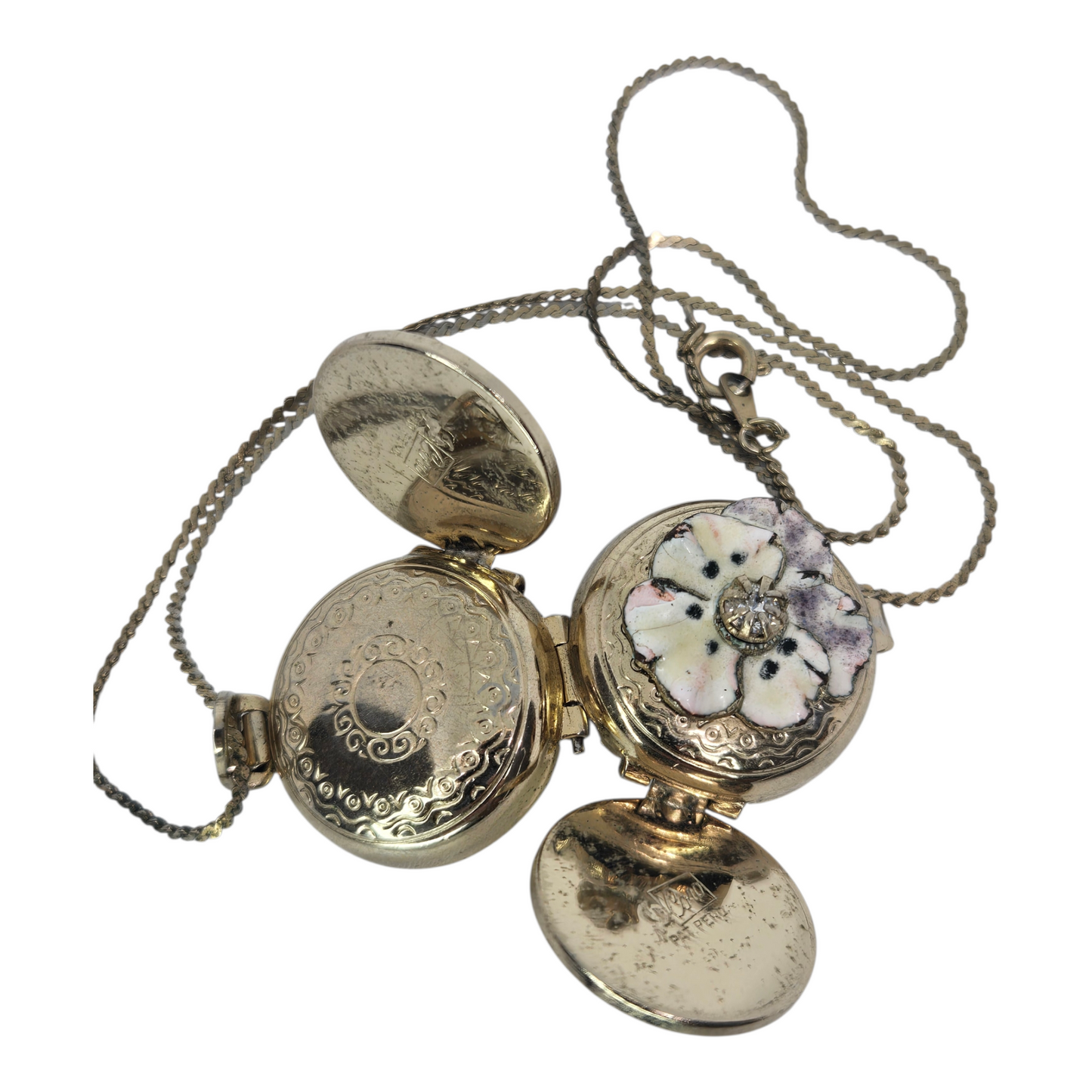 CORO Photo Locket Pendant 4 Photo Design Yellow Gold Plate