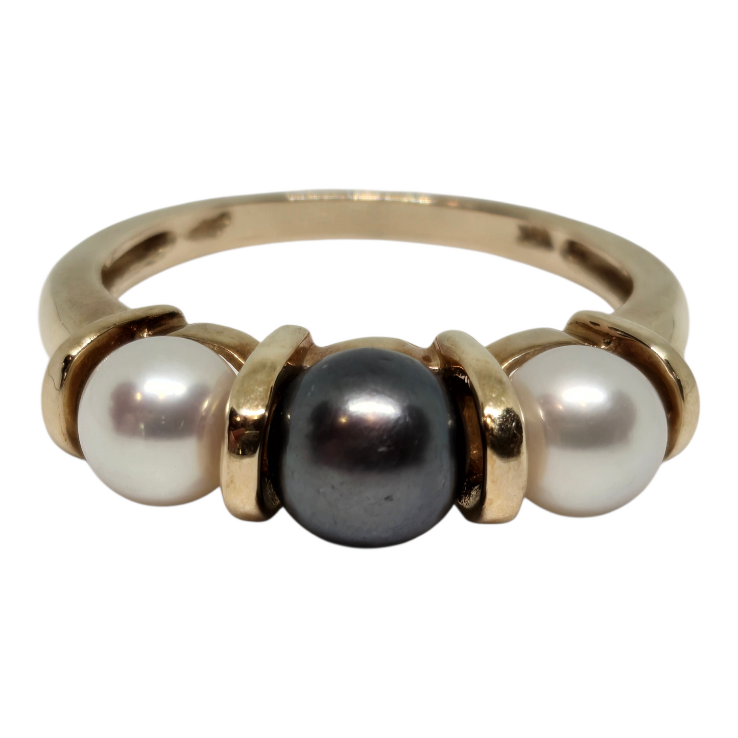 Cultured Trio Pearl Yellow Gold Symbolic Ring