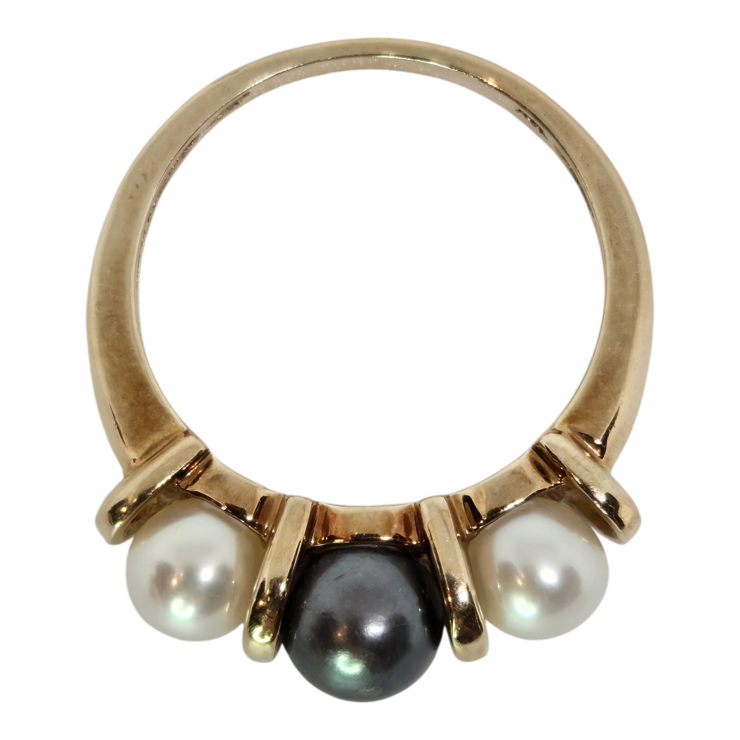 Cultured Trio Pearl Yellow Gold Symbolic Ring