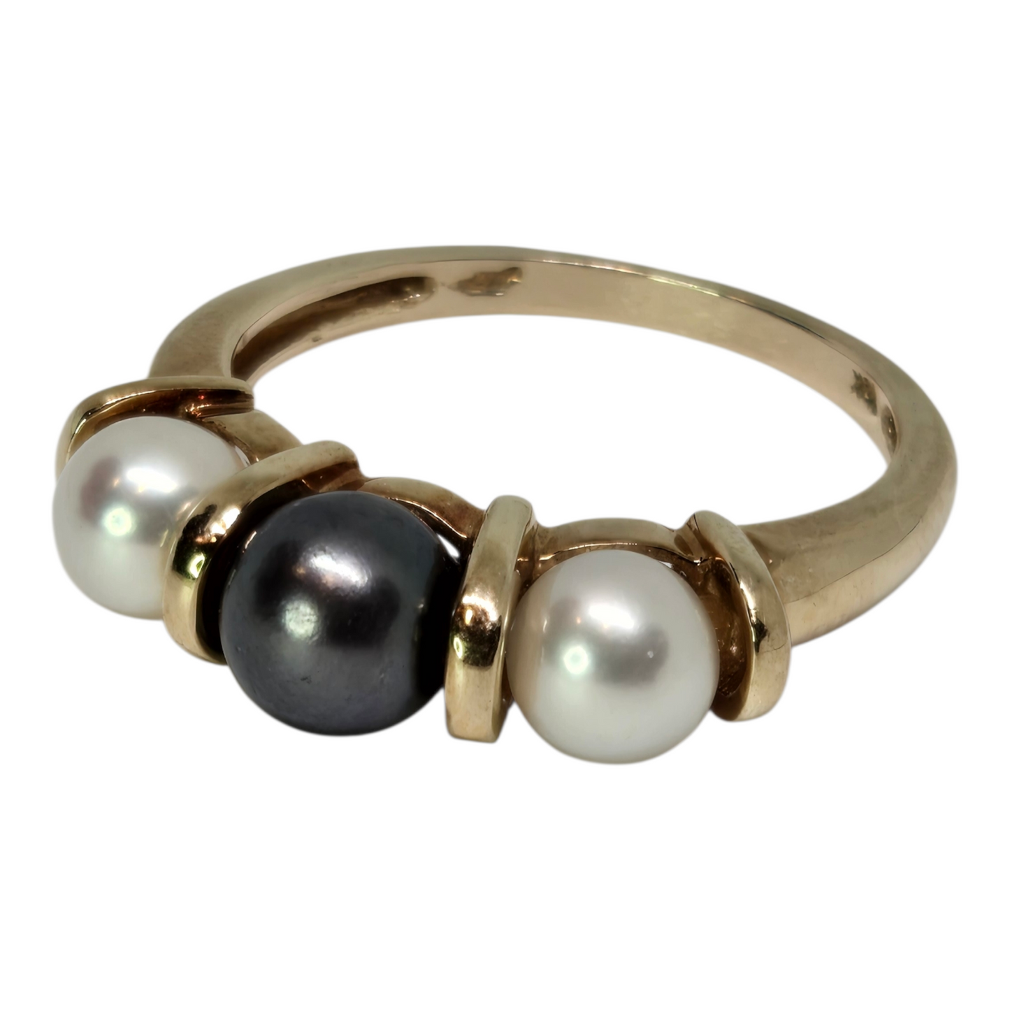 Cultured Trio Pearl Yellow Gold Symbolic Ring