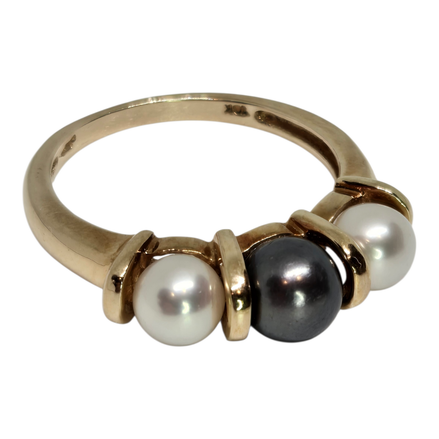 Cultured Trio Pearl Yellow Gold Symbolic Ring