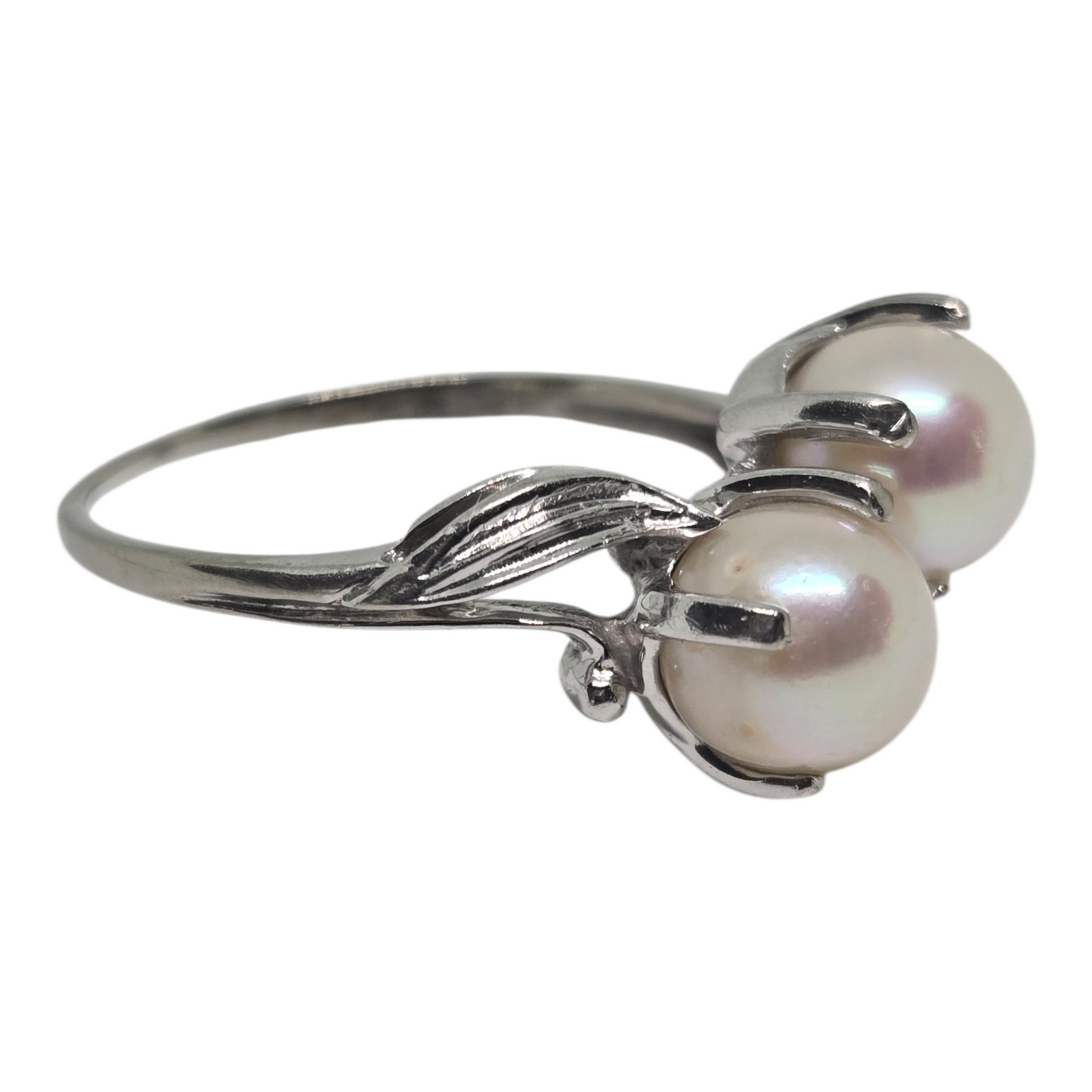 Double Pearl White Gold Toi Et Moi Ring