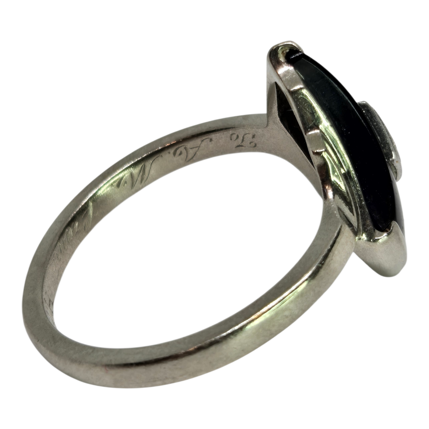 Black Onyx Ring with Diamond Accent in White Gold