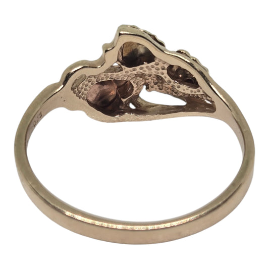 Black Hills Gold Emerald Gemstone Grape Leaf Design Yellow & Rose Gold Ring