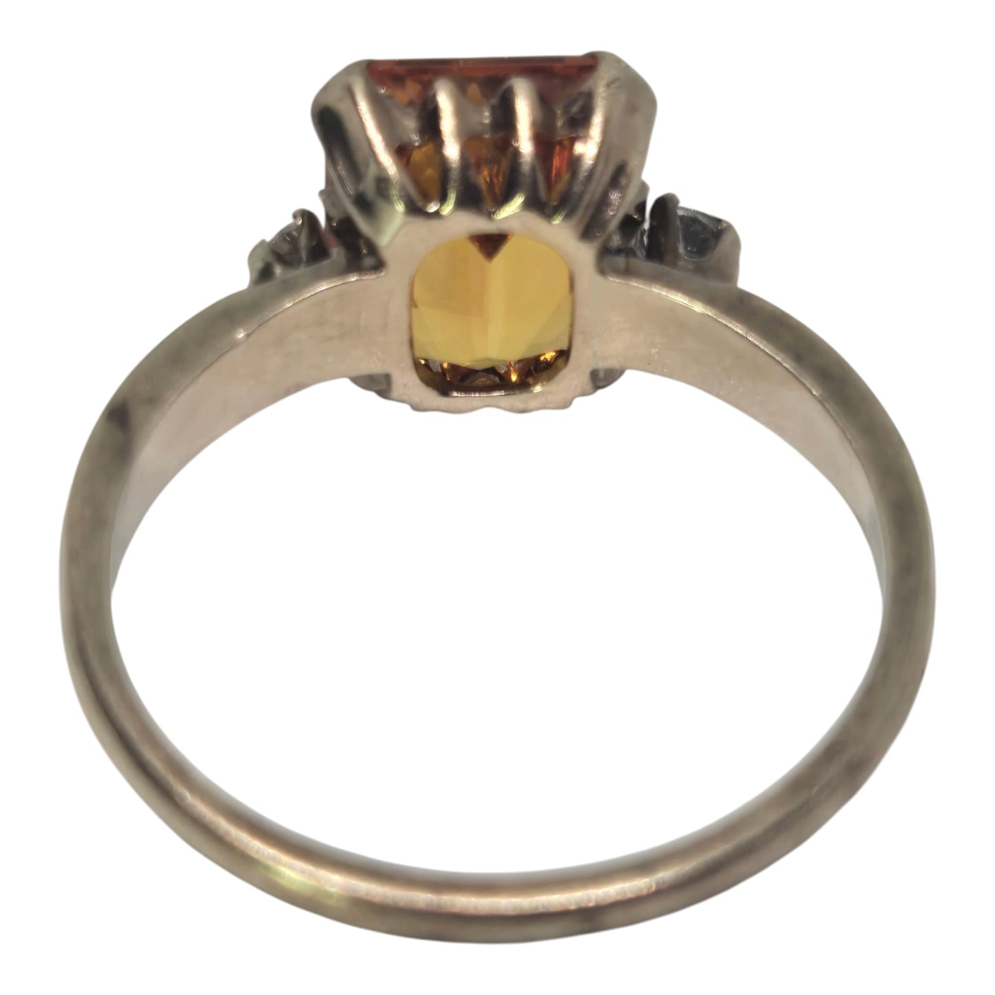Orange Sapphire Quartz Accent Yellow Gold Ring