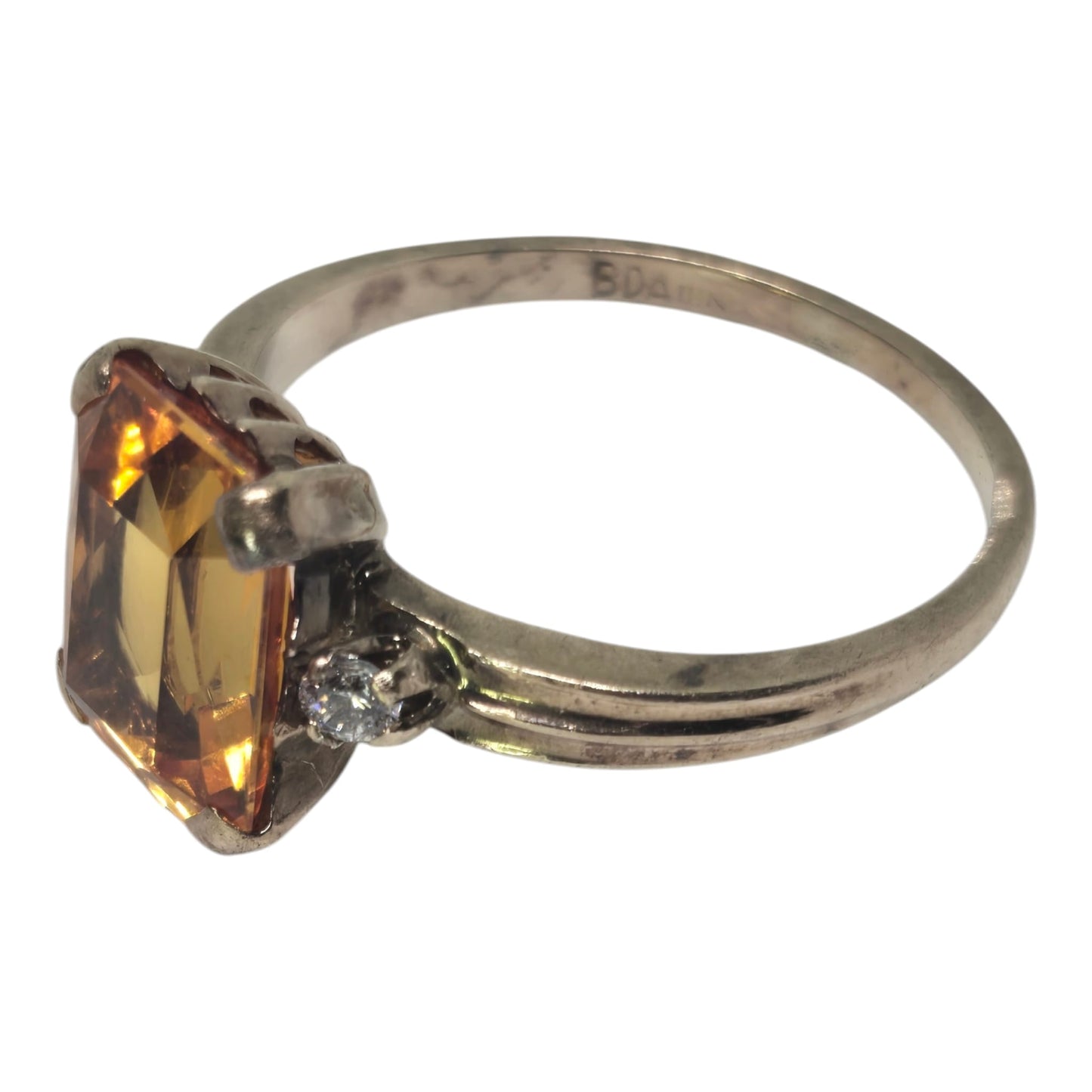 Orange Sapphire Quartz Accent Yellow Gold Ring