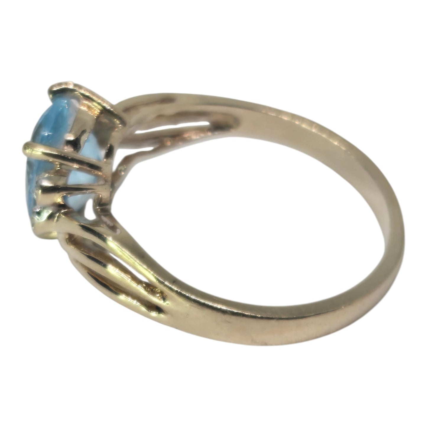 Blue Topaz Teardrop Ring with Diamond Accents Yellow Gold Ring