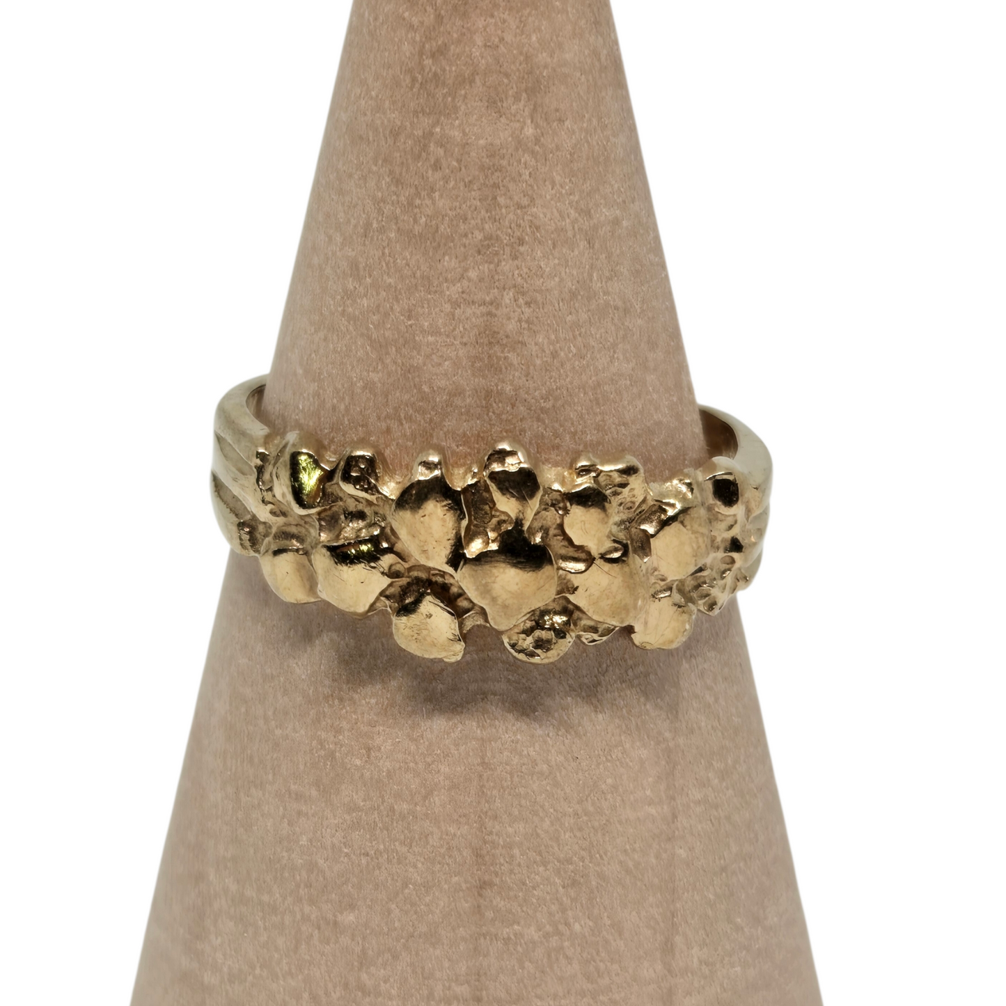 Yellow Solid Gold Brushed Abstract Nugget Ring