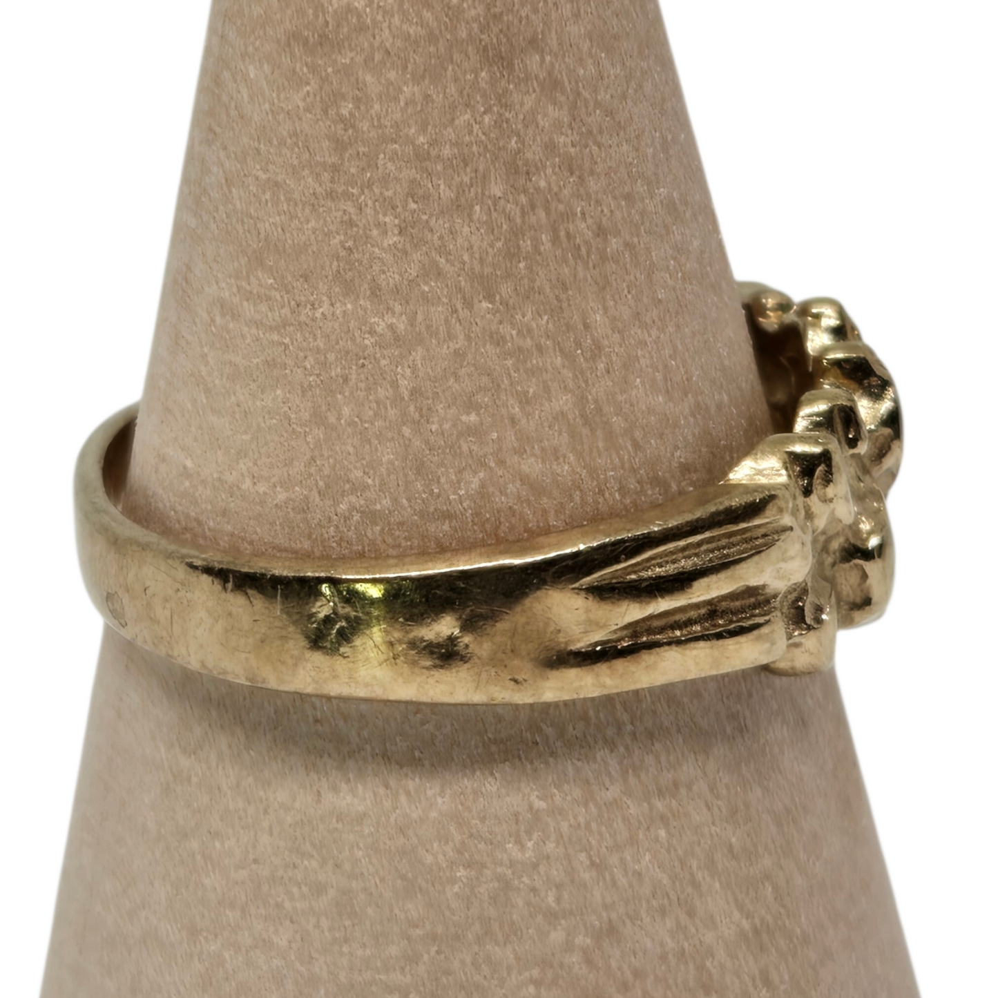 Yellow Solid Gold Brushed Abstract Nugget Ring