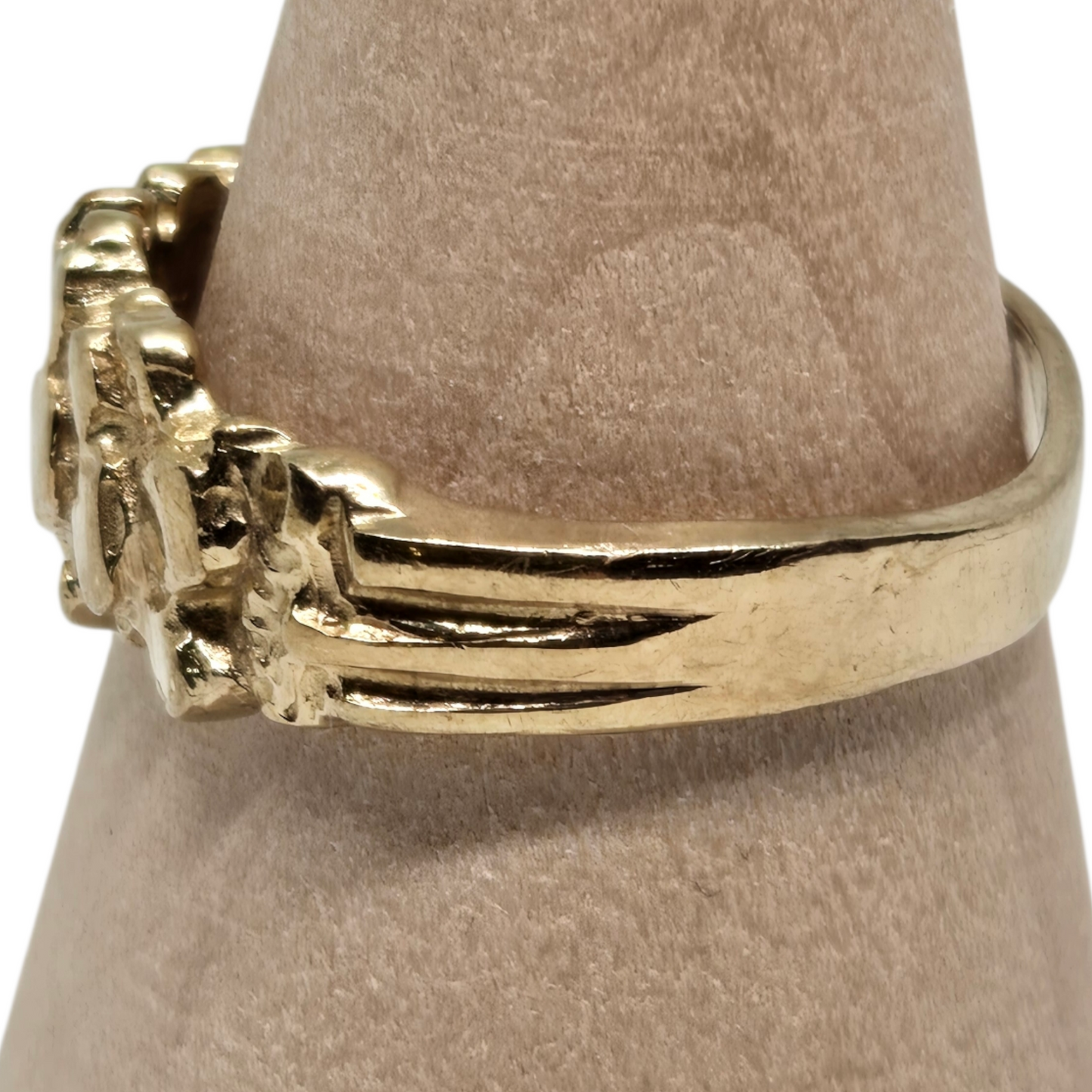 Yellow Solid Gold Brushed Abstract Nugget Ring