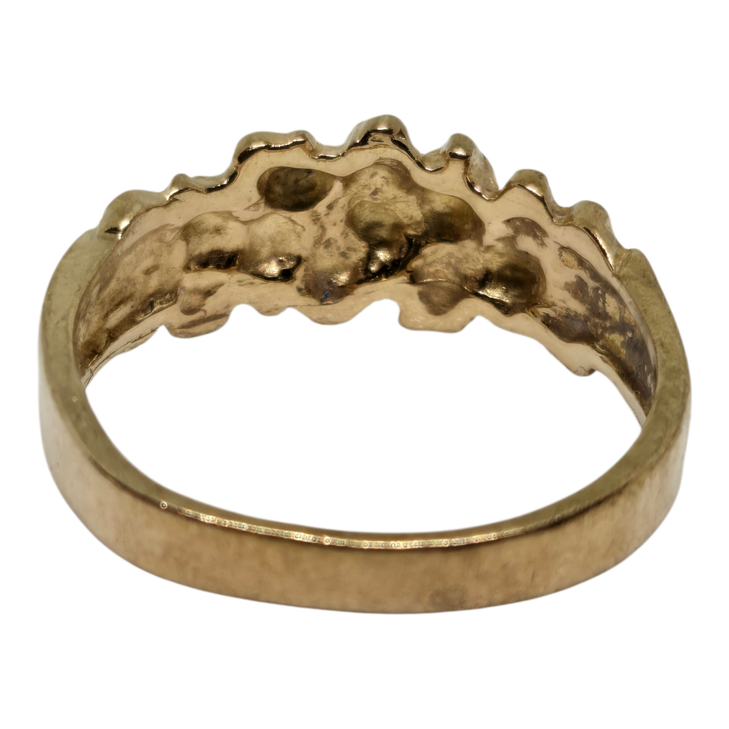 Yellow Solid Gold Brushed Abstract Nugget Ring