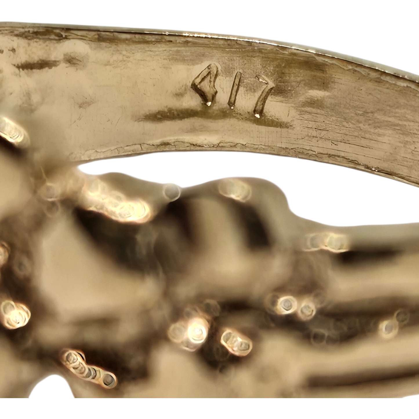 Yellow Solid Gold Brushed Abstract Nugget Ring