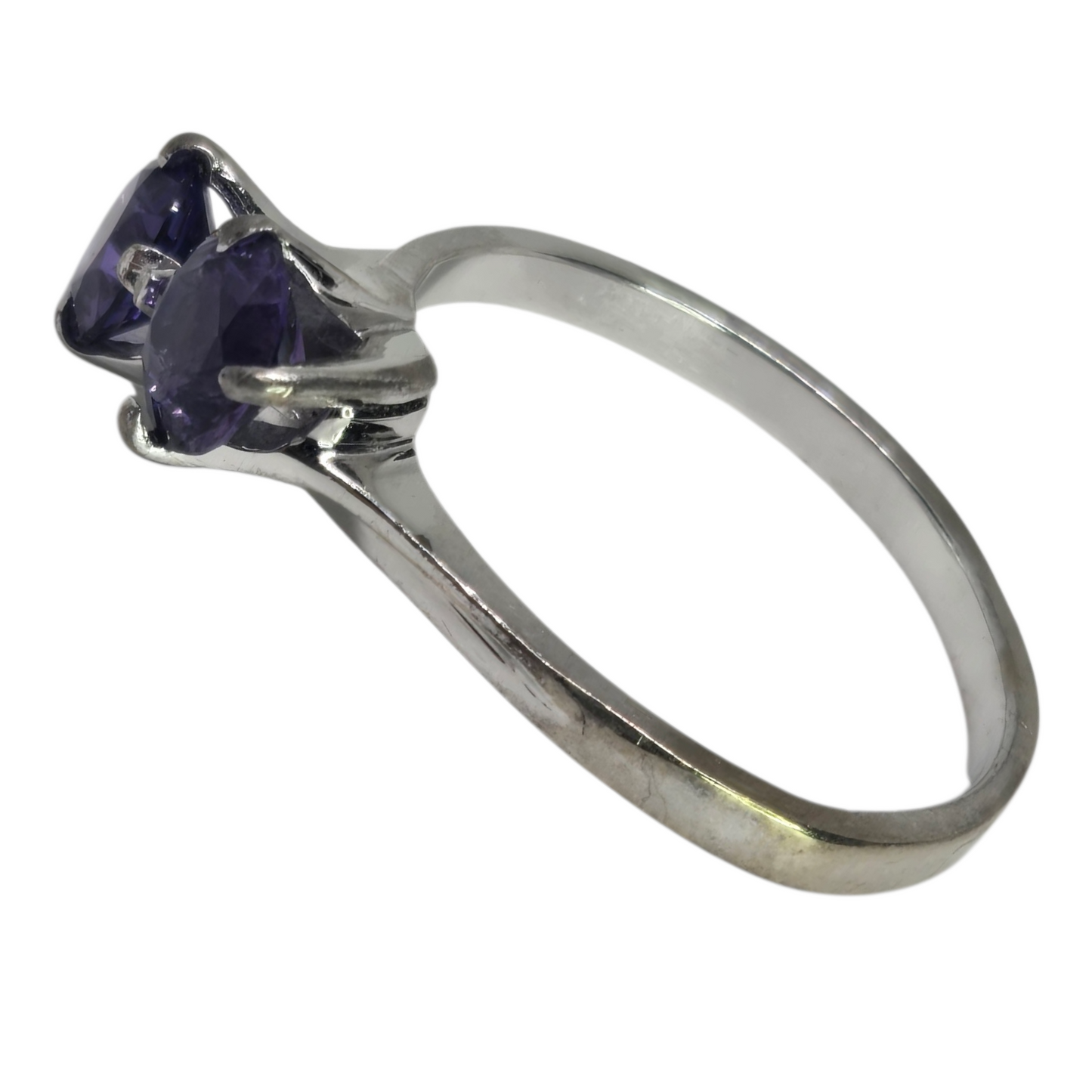 Double Blue Purple Sapphire White Gold Ring