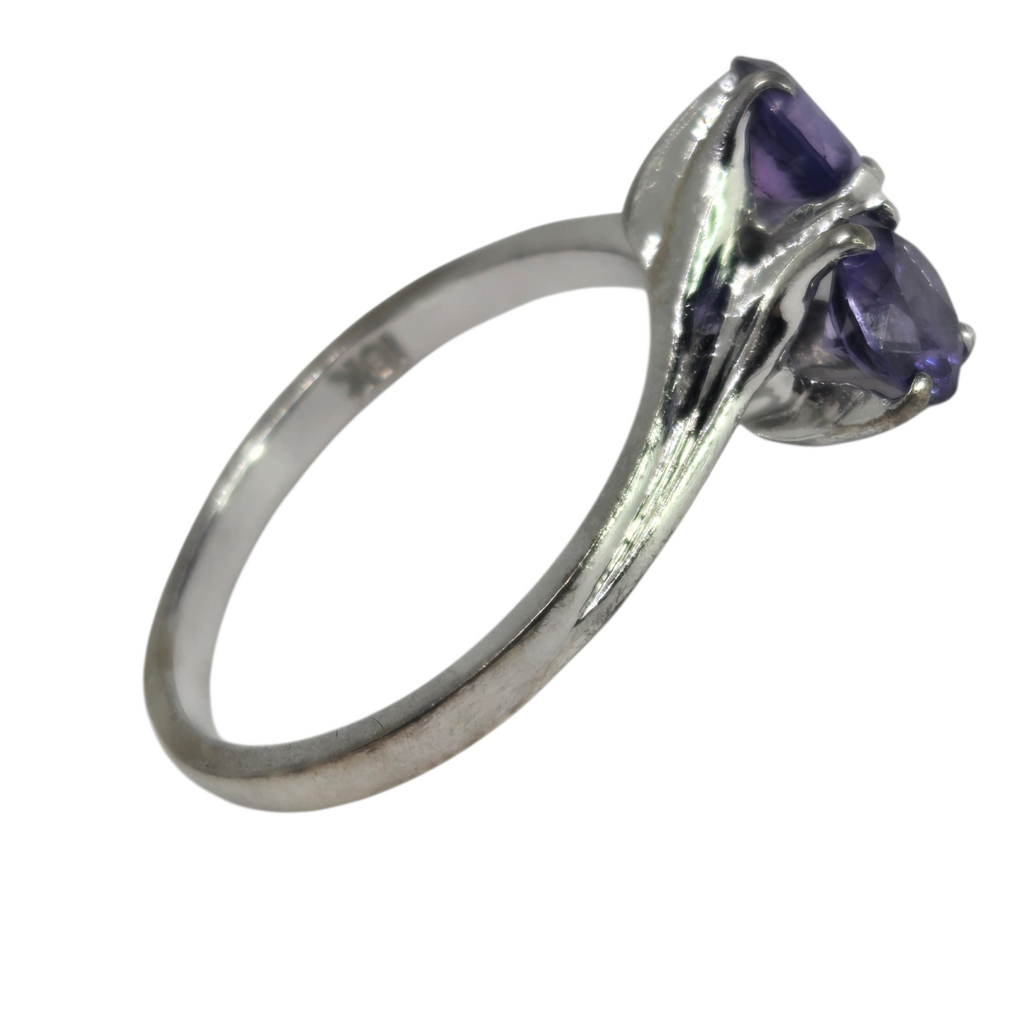 Double Blue Purple Sapphire White Gold Ring