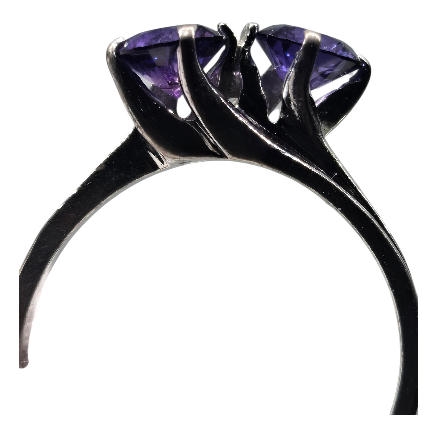 Double Blue Purple Sapphire White Gold Ring