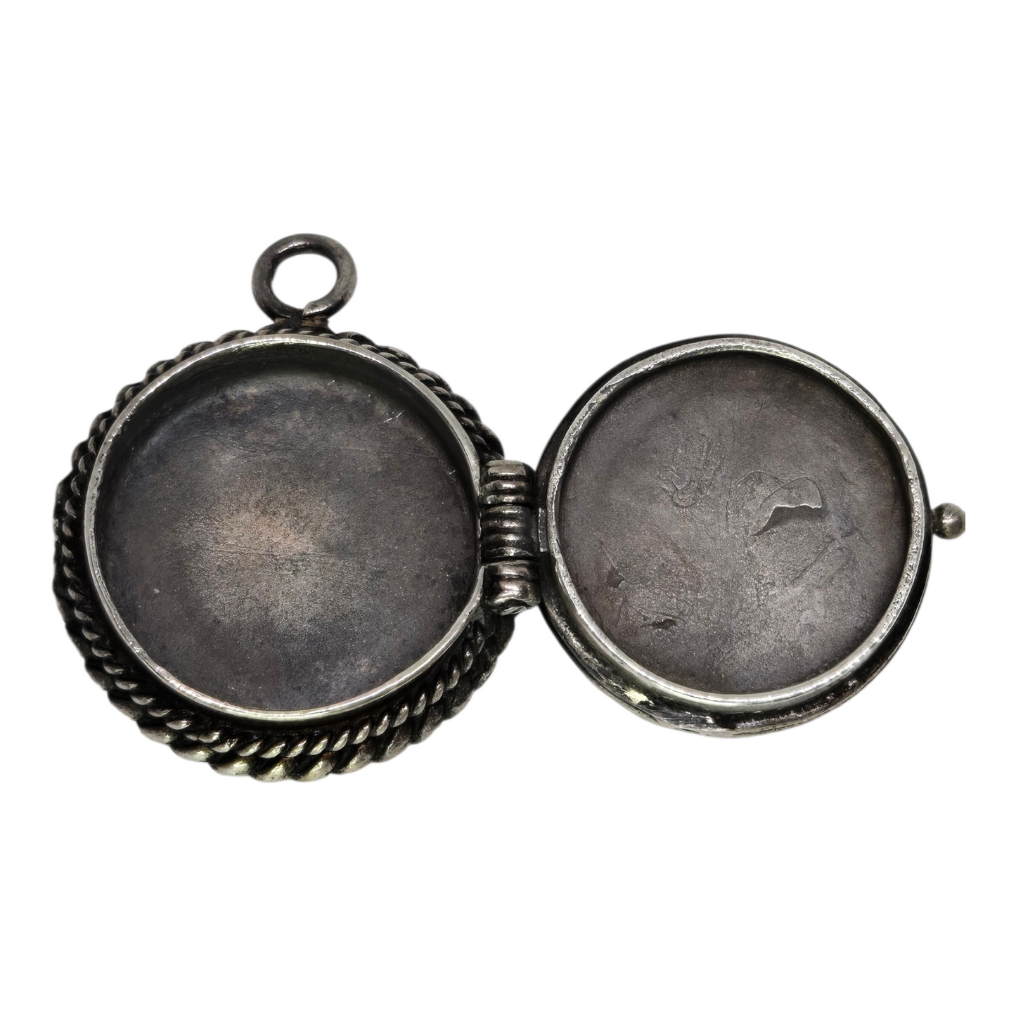 Antique Sterling Silver Locket Pendant Floral Accent