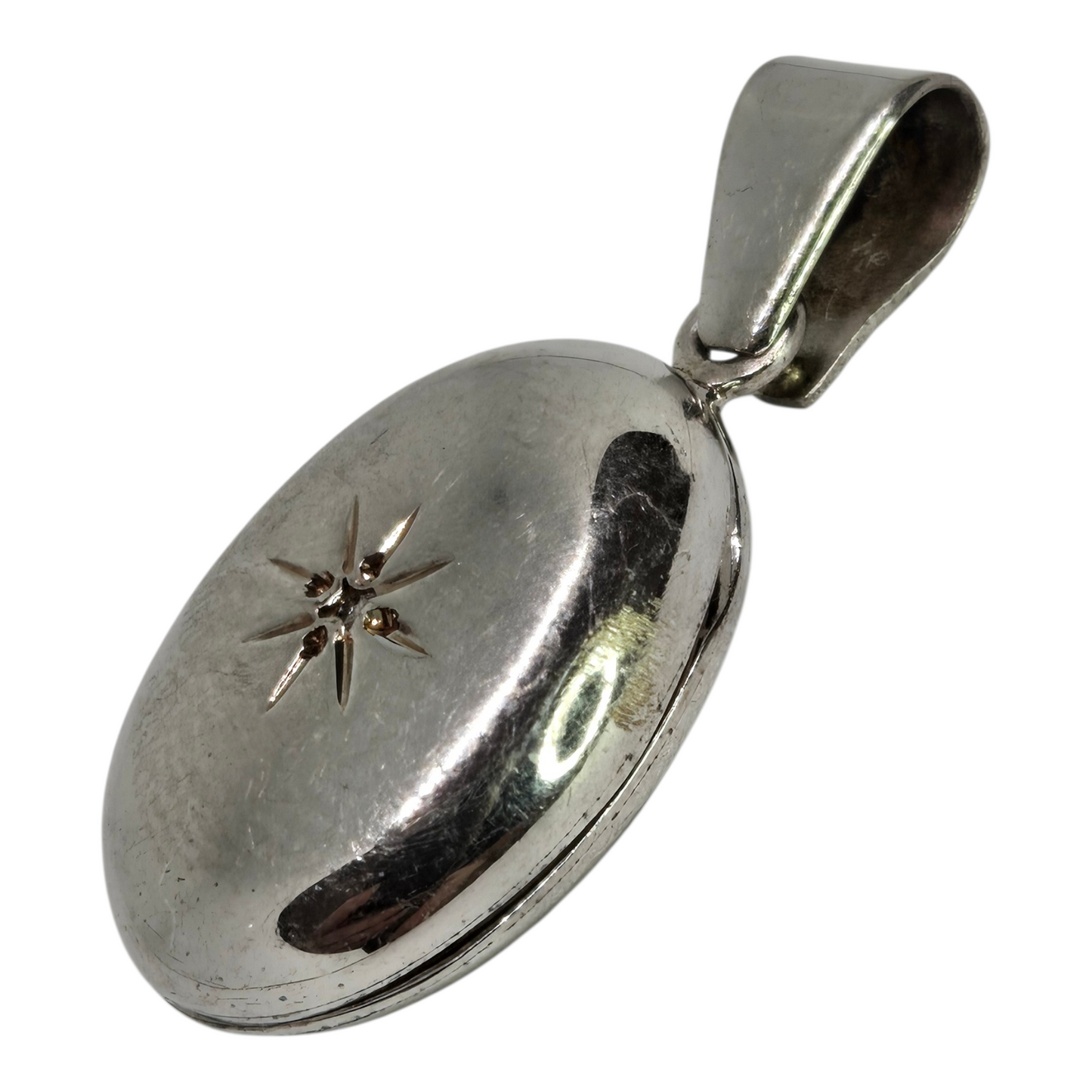 Sterling Silver 925 Vintage Locket Pendant with Small Diamond Accent