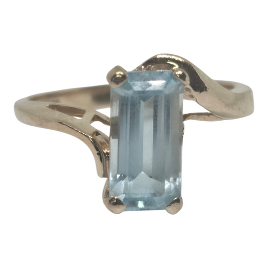 Aquamarine Yellow Gold Statment Ring by Samuel Aaron Jewelry