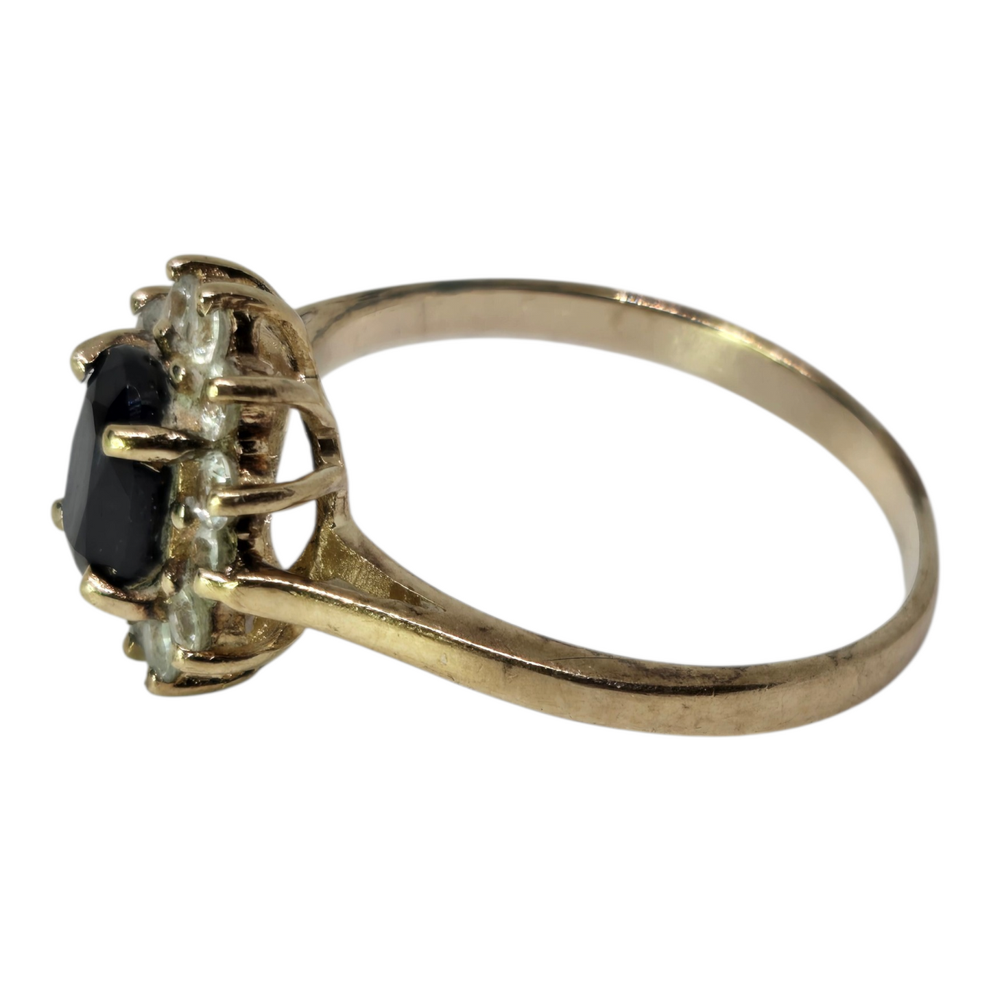 Black Sapphire Halo Ring in Yellow Gold