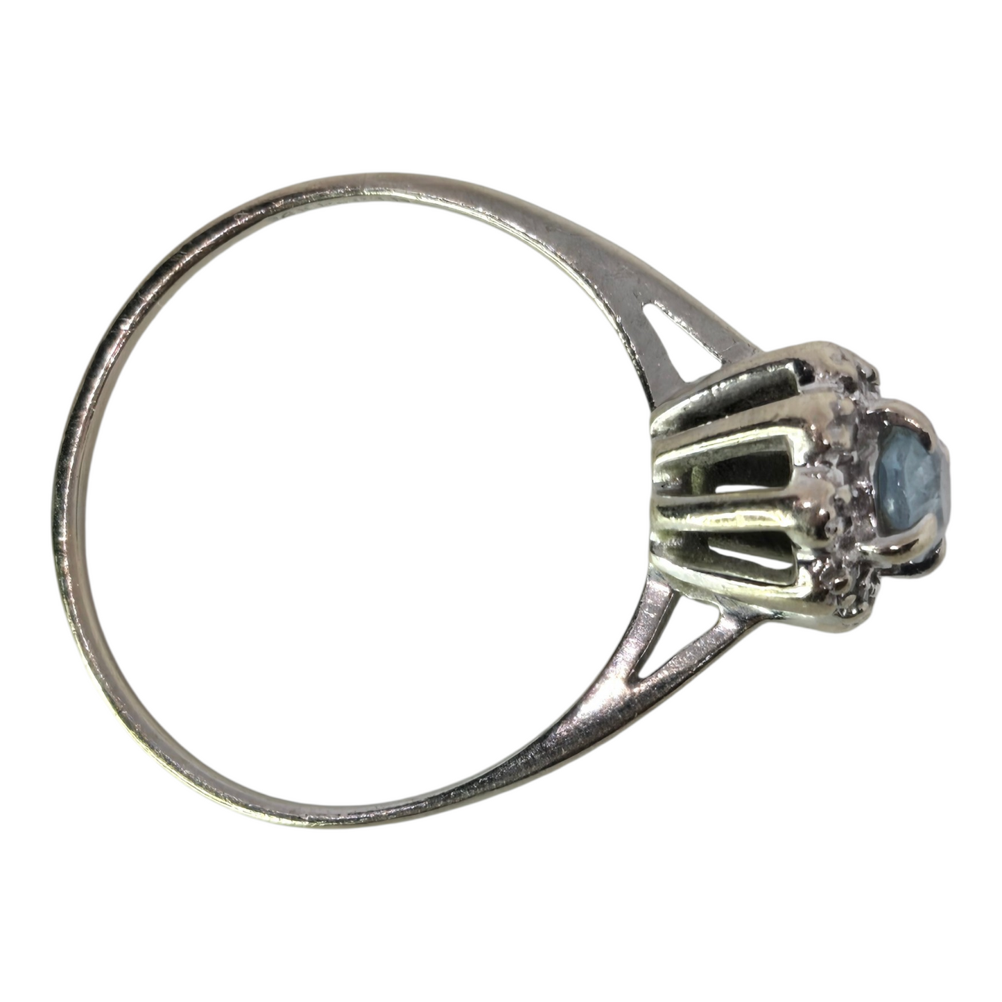 Aquamarine Oval Center Stone Halo with Diamond Accent Ring