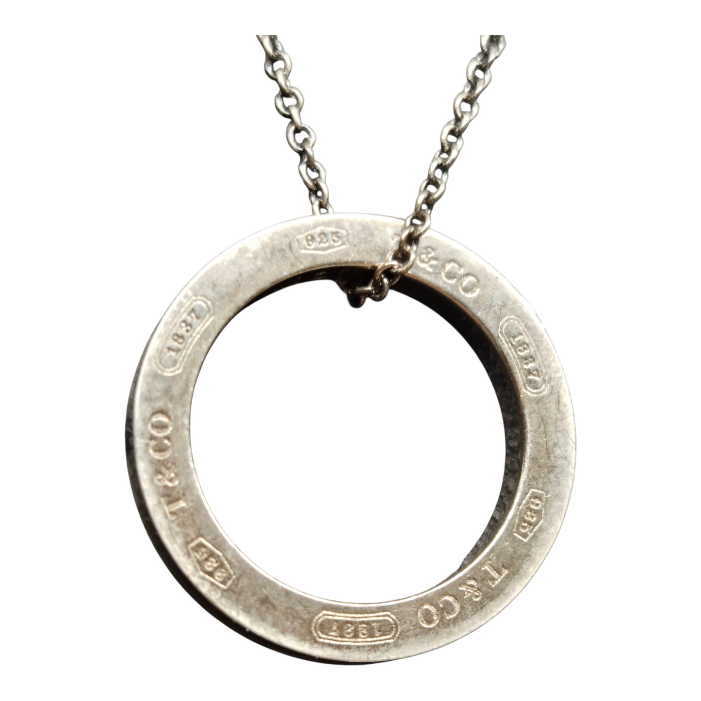 Tiffany & Co. Sterling Silver Circle Pendant Necklace Timeless Designer Jewelry Gift
