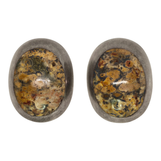 TAXCO Antonio Hdez Sterling Jasper Clip-On Earrings