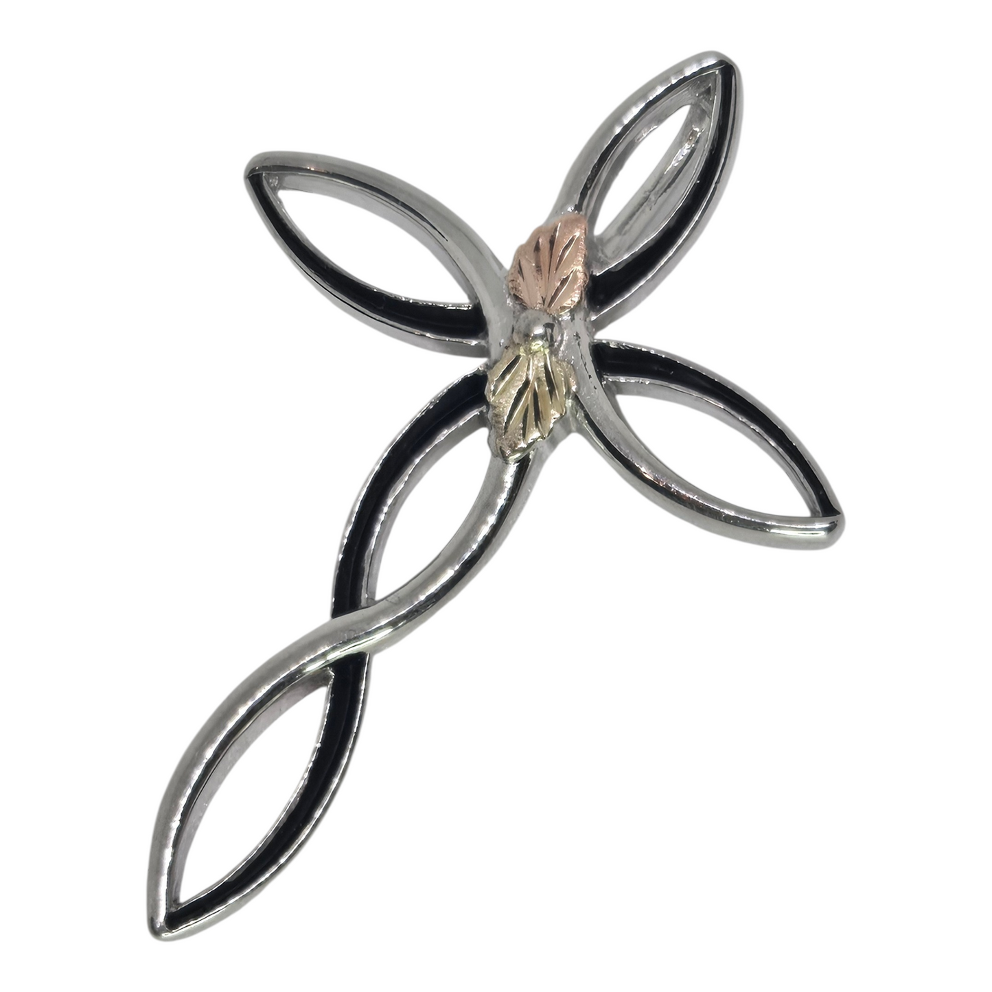 Black Hills 12K Sterling Silver Vintage Cross Pendant Charm