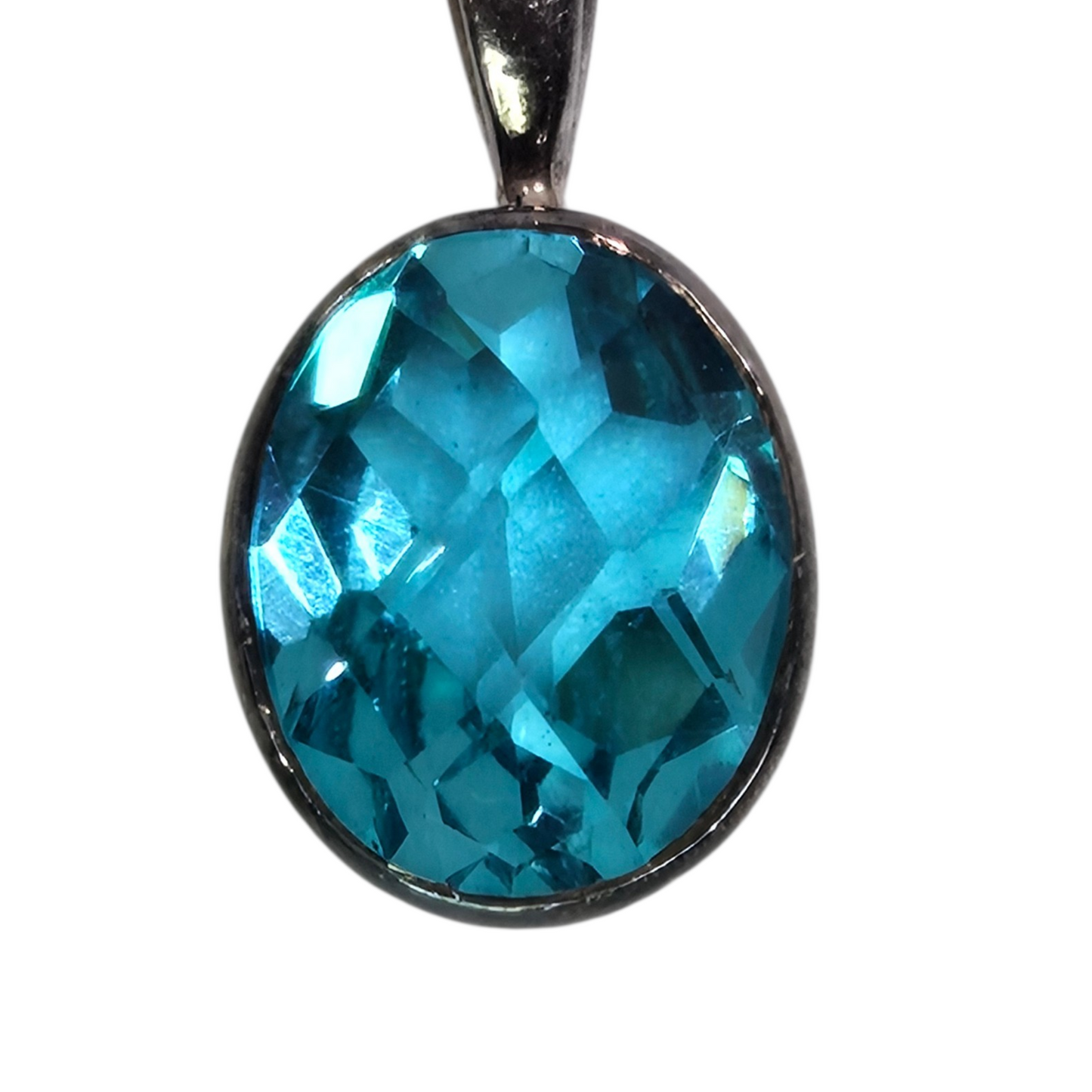 Blue Topaz Oval Gemstone Pendant Necklace Sterling Silver