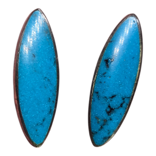 TAXCO Marquise Cut Turquoise Sterling Silver Earrings