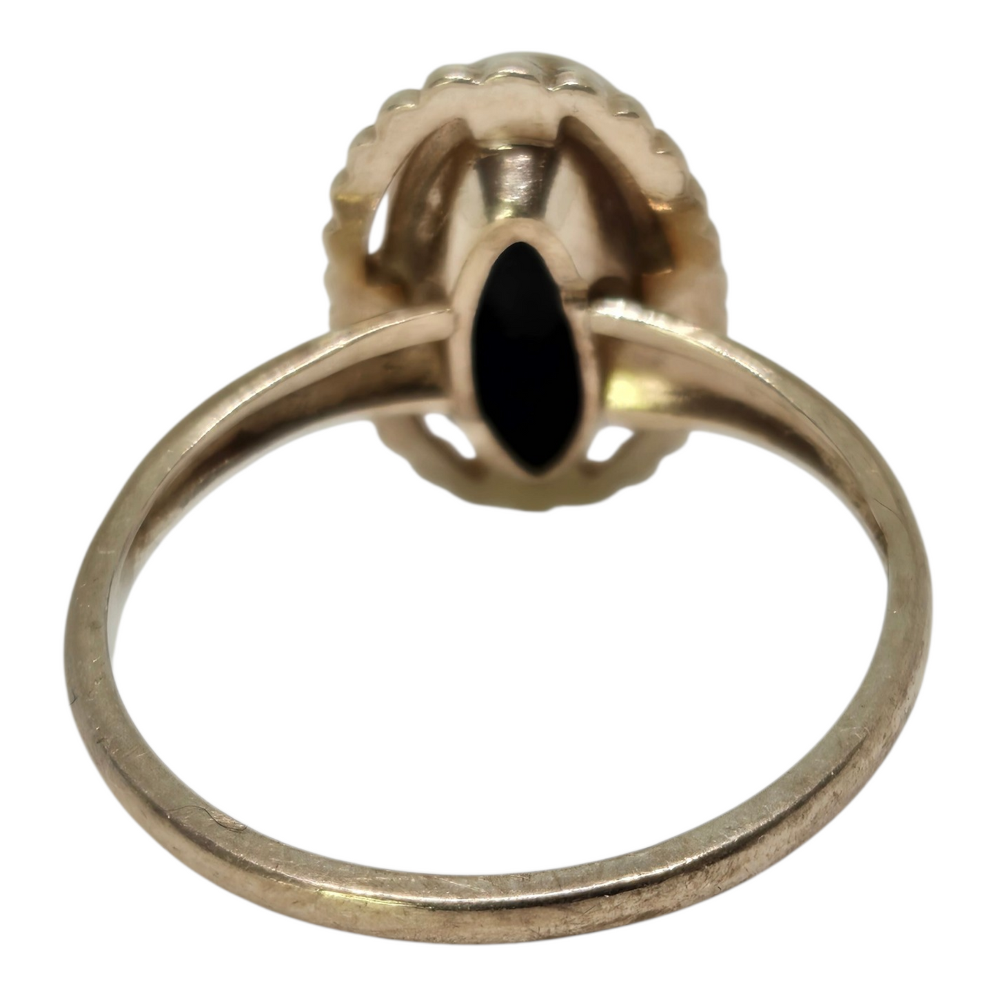 Black Onyx Yellow Gold Beaded Ring Elegant Minimalist Women’s Jewelry