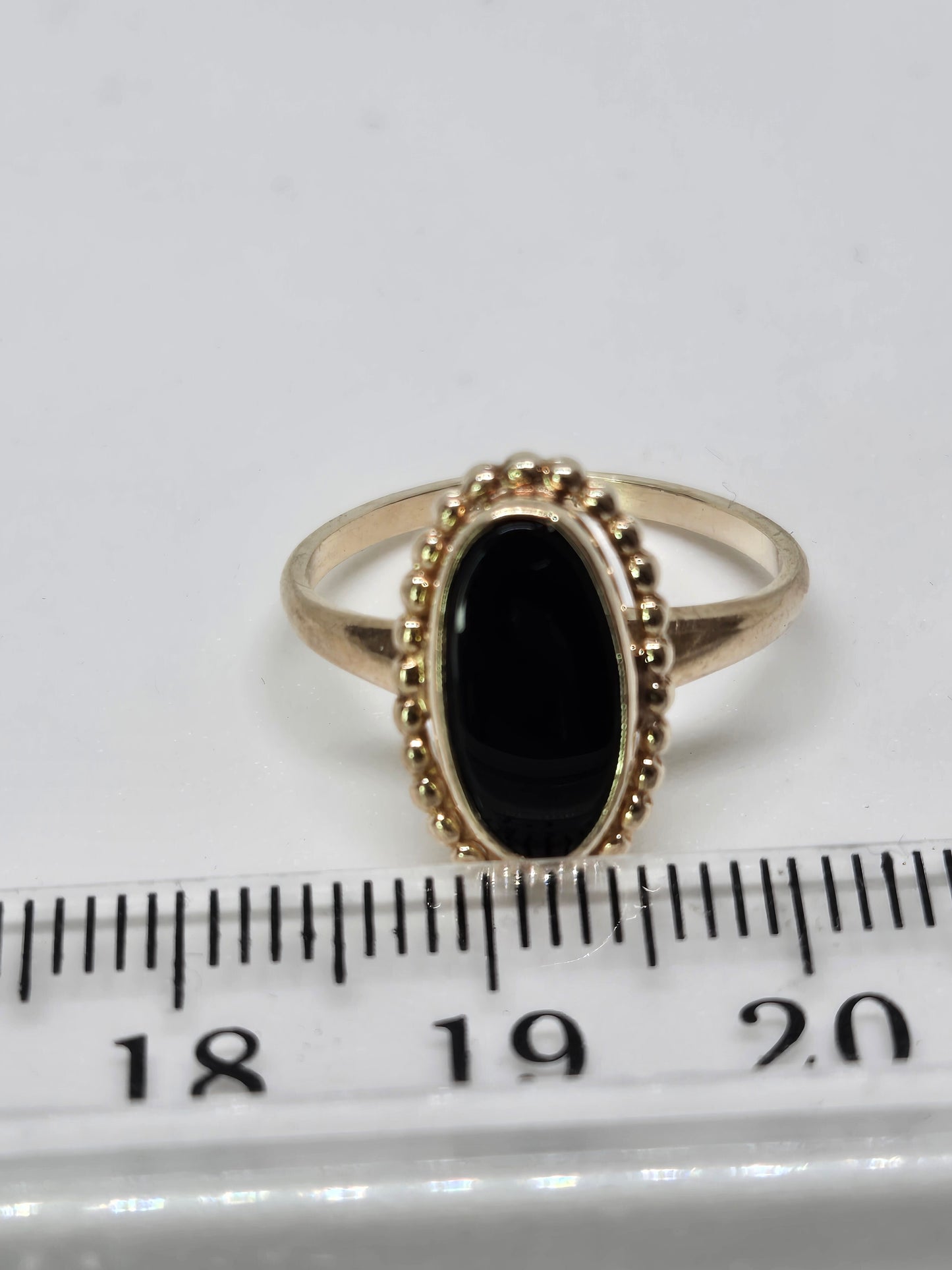 Black Onyx Yellow Gold Beaded Ring Elegant Minimalist Women’s Jewelry