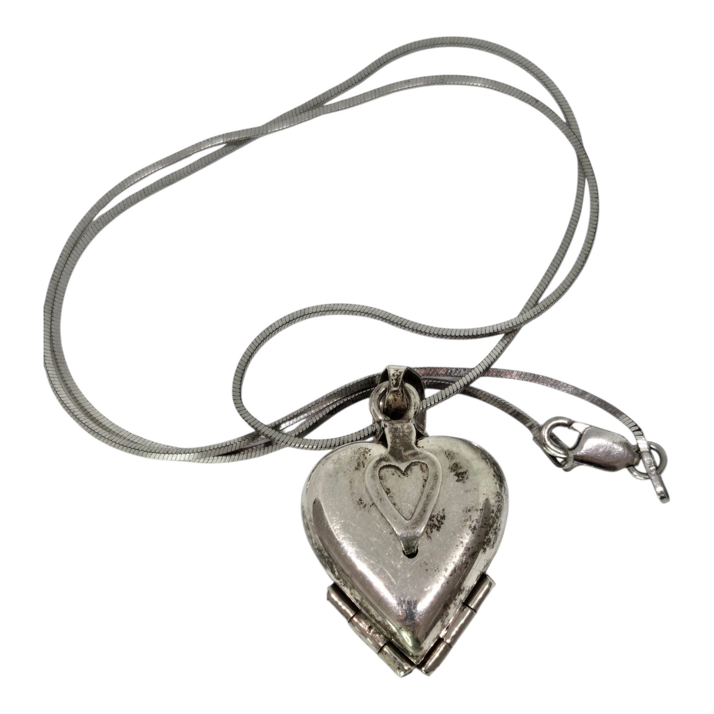 TAXCO Sterling Silver 4 Photo Heart Locket Pendant Necklace TT-44 Mexico
