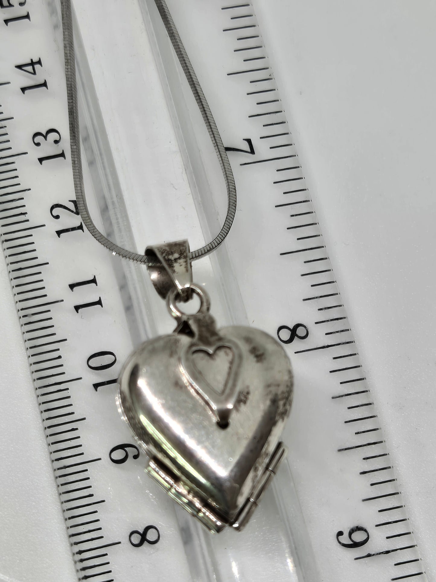 TAXCO Sterling Silver 4 Photo Heart Locket Pendant Necklace TT-44 Mexico