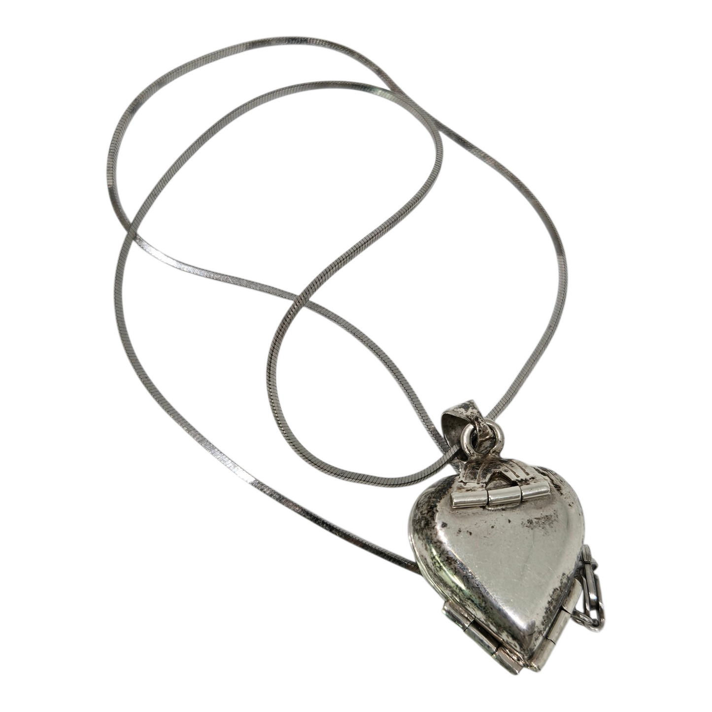 TAXCO Sterling Silver 4 Photo Heart Locket Pendant Necklace TT-44 Mexico