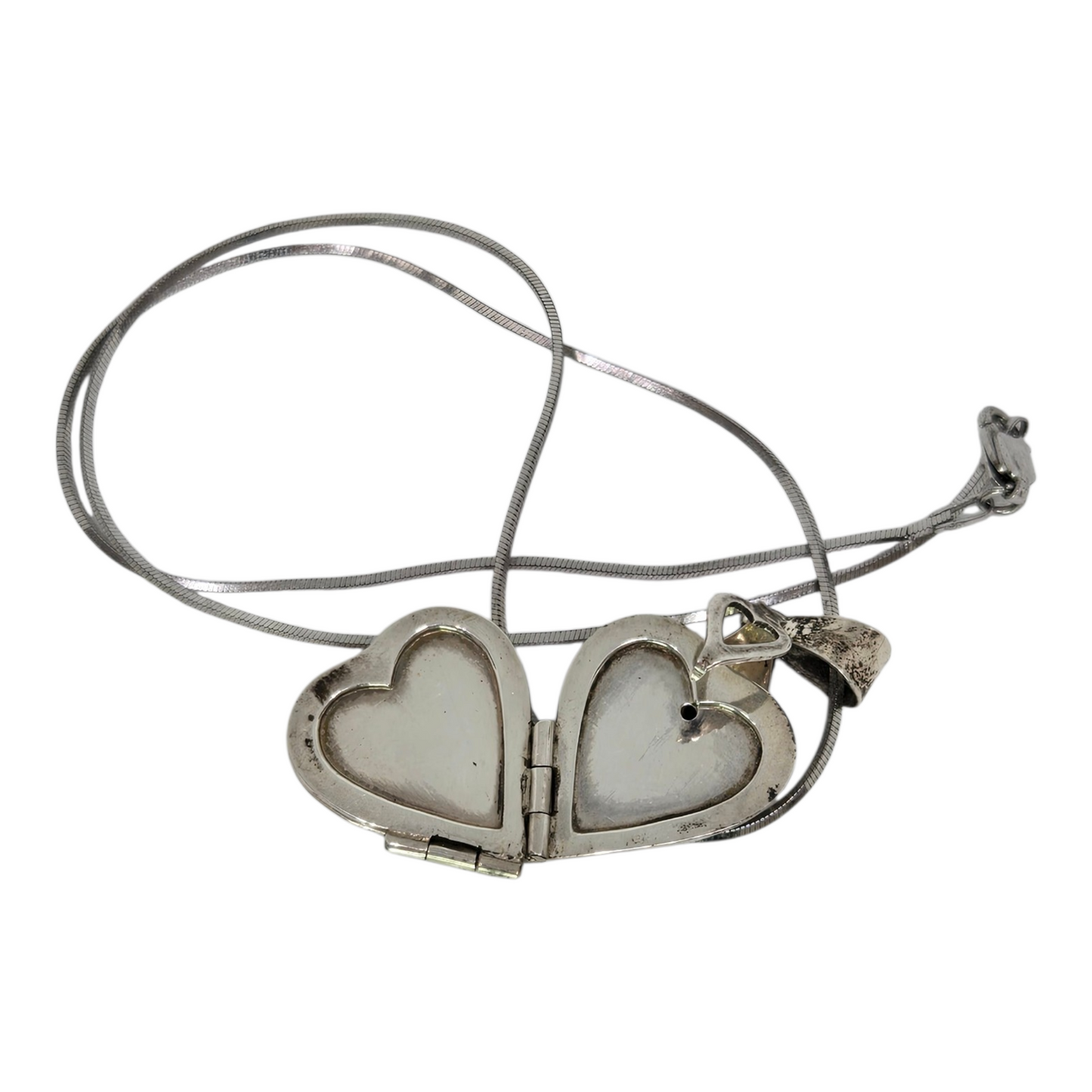 TAXCO Sterling Silver 4 Photo Heart Locket Pendant Necklace TT-44 Mexico