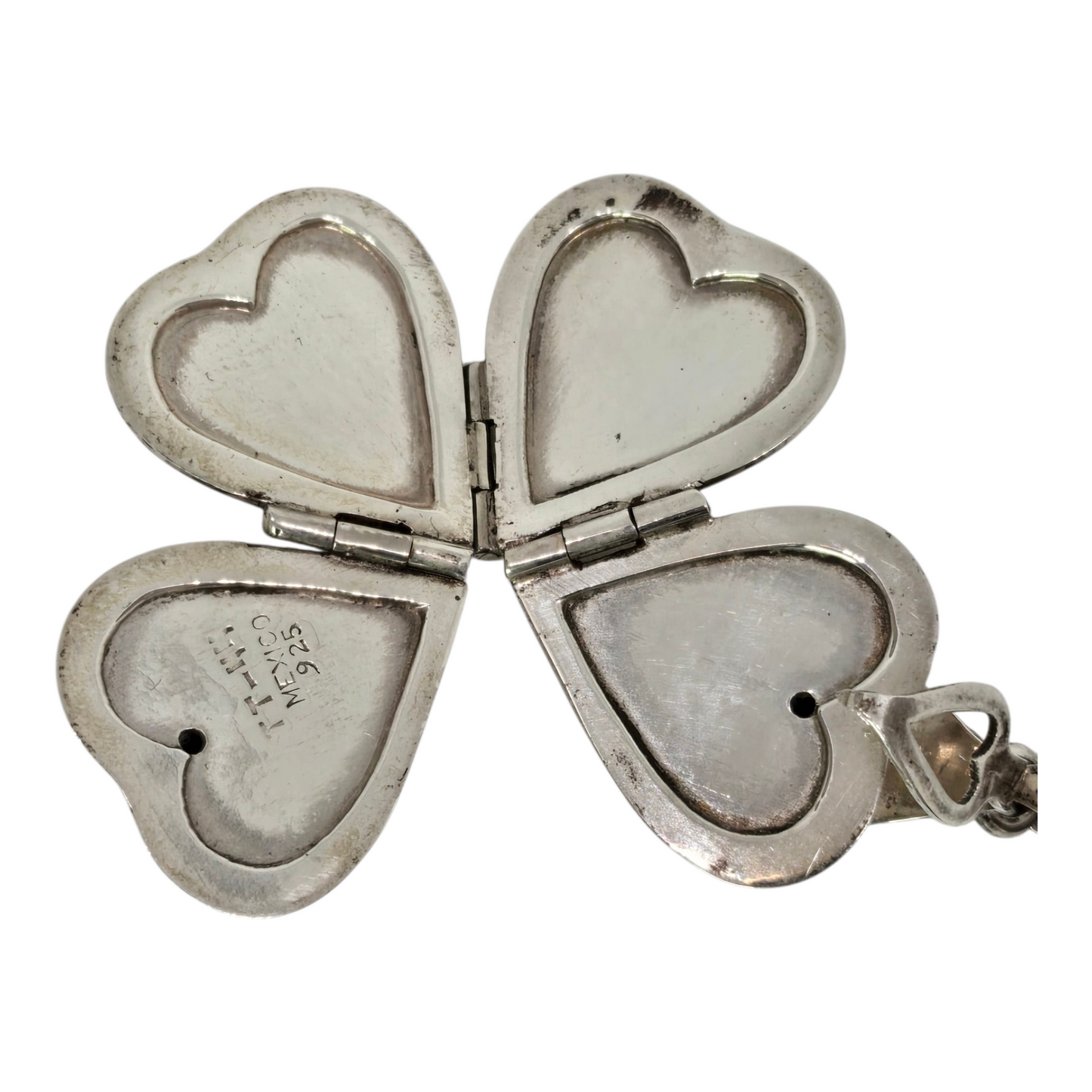 TAXCO Sterling Silver 4 Photo Heart Locket Pendant Necklace TT-44 Mexico